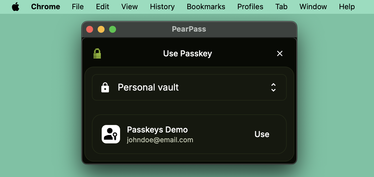 Select passkey